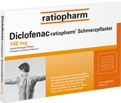 Diclofenac-ratiopharm Schmerzpflaster 140mg 5 St Pflaster