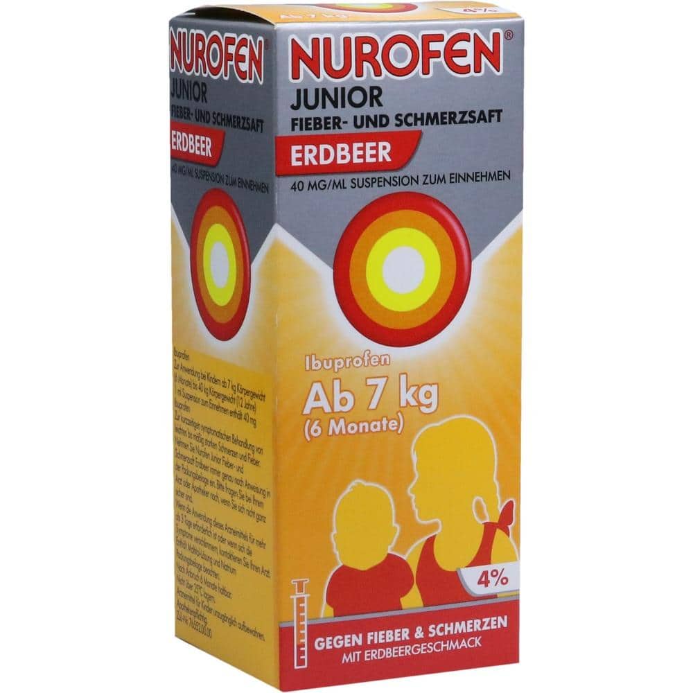 NUROFEN JUNIOR FIEBER- UND SCHMERZSAFT ERDBEER 40MG 150 ml Suspension zum Einnehmen