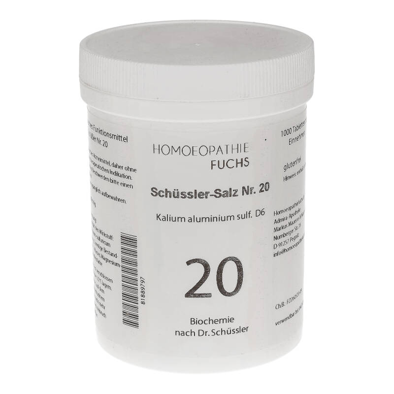 HOMOEOPATHIEFUCHS Schüssler-Salz Nummer 20 Kalium aluminium sulfat D6 1000 St Tabletten