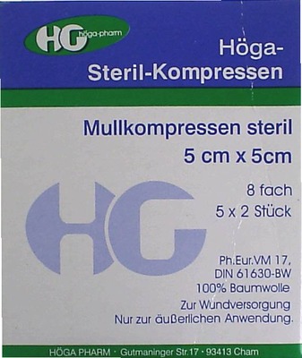 HÖGA STERIL Kompressen 5x5 cm 8fach 5X2 St Kompressen