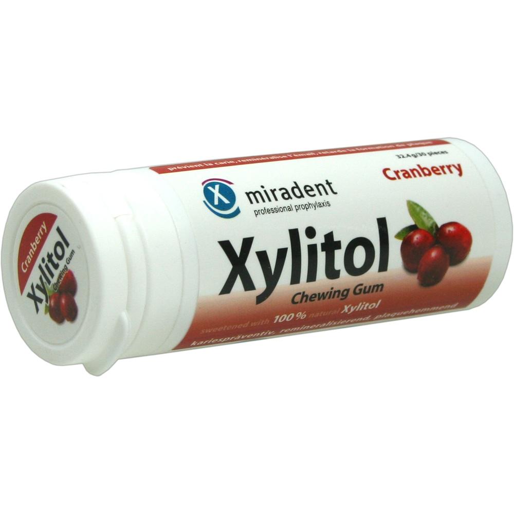 MIRADENT Zahnpflegekaugummi Xylitol Cranberry 30 St Kaugummi