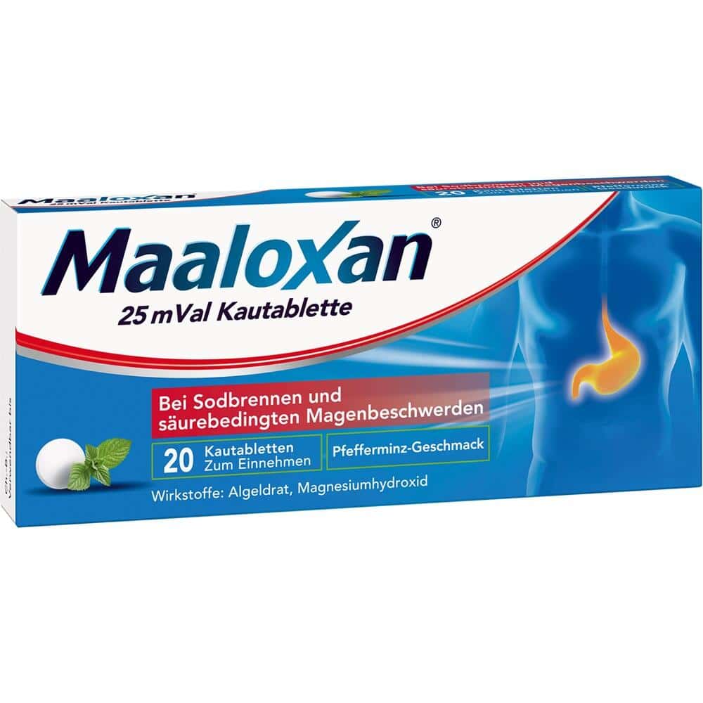 MAALOXAN Kautabletten bei Sodbrennen & Magenschmerzen 20 St Kautabletten