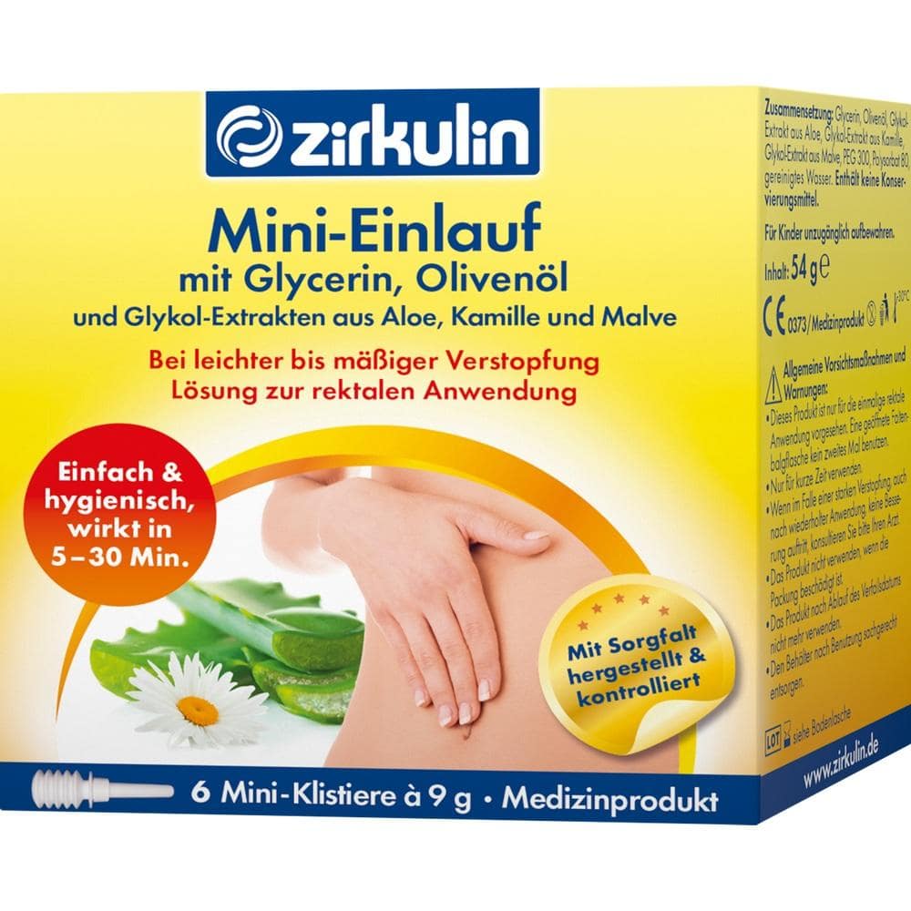 ZIRKULIN Mini-Einlauf mit Glyzerin Klistiere 6X9 g Klistiere