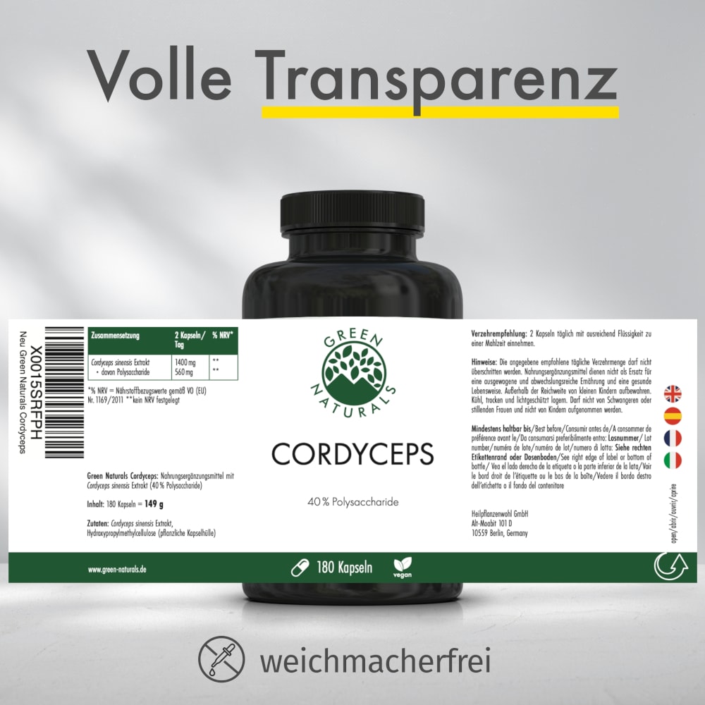 GREEN NATURALS Cordyceps sinensis 180 St Kapseln