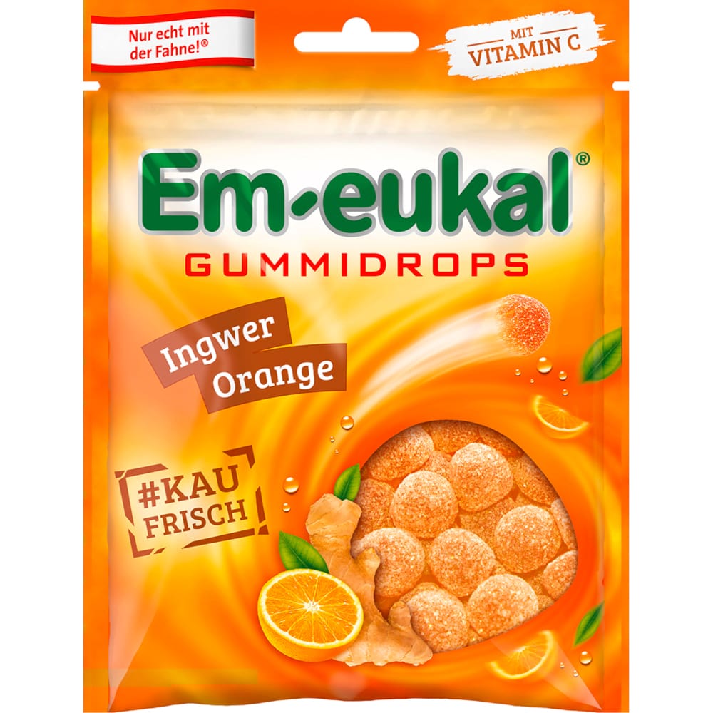 Em-eukal Gummidrops INGWER-ORANGE zuckerhaltig 90 g Bonbons