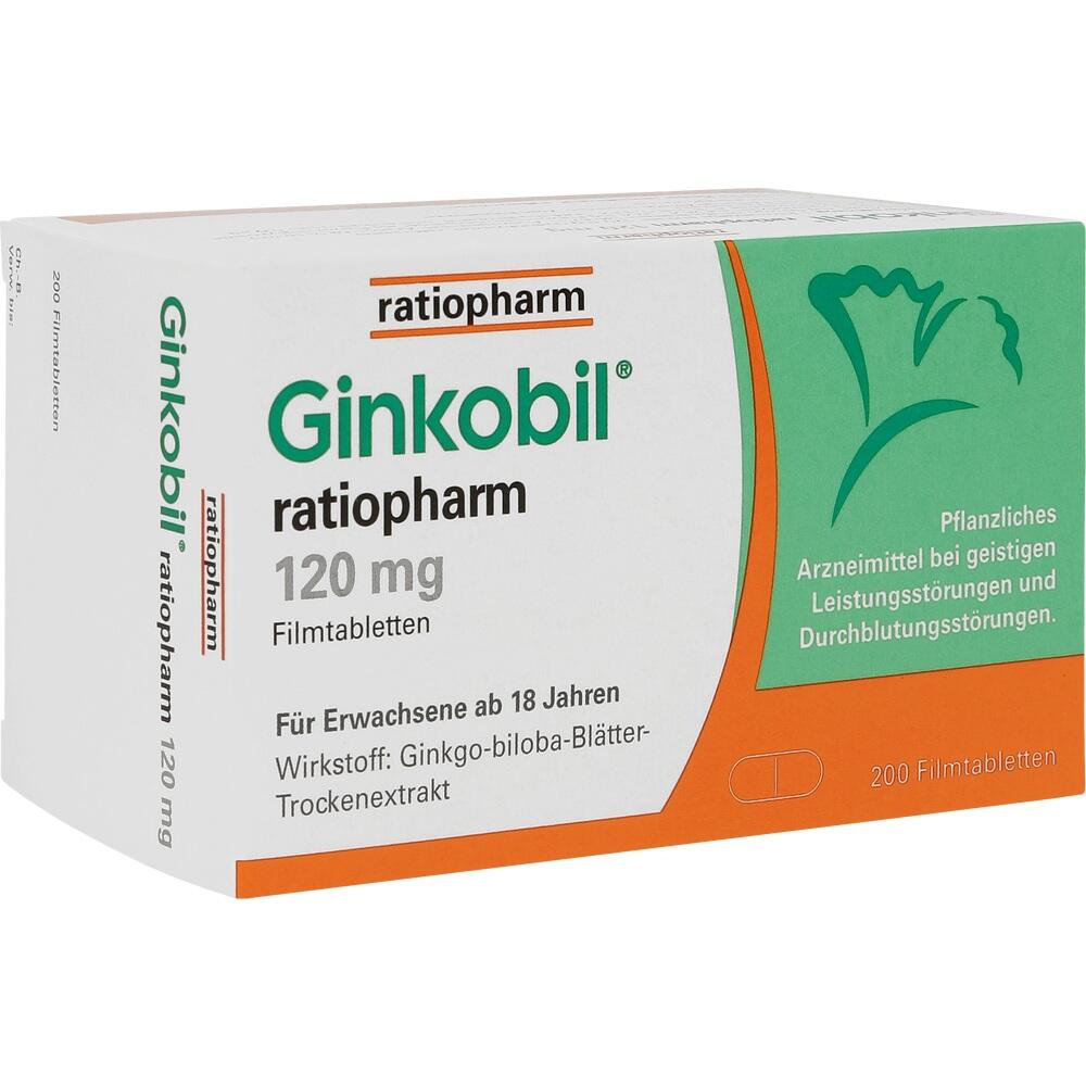 Ginkobil ratiopharm 120 mg mit Ginkgo biloba 200 St Filmtabletten