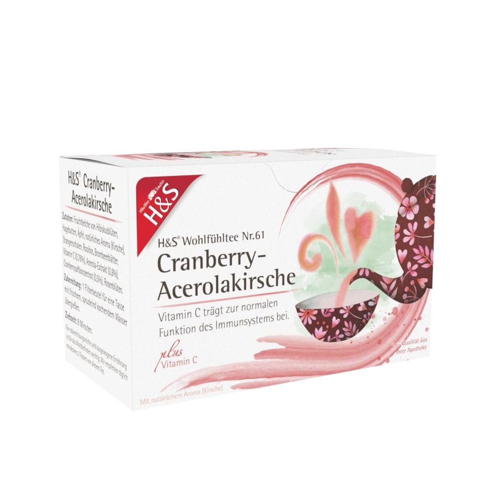 H&S Wohlfühltee Cranberry - Acerolakirsche mit Vitamin C 20X2.8 g Filterbeutel