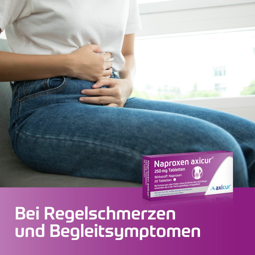Naproxen axicur 250 mg Tabletten bei Regelschmerzen 10 St Tabletten