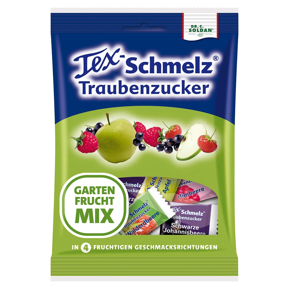 Soldan Tex Schmelz Traubenzucker Gartenfrucht-mix 75 g Kautabletten