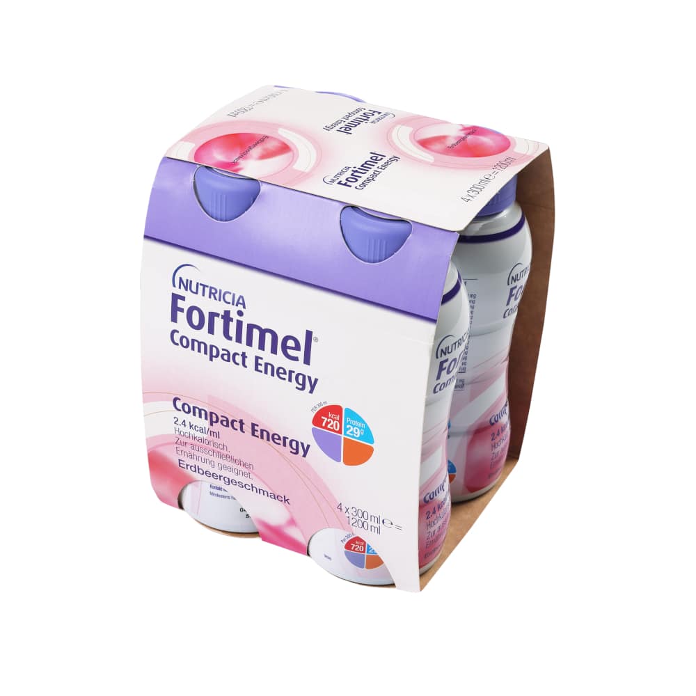 Fortimel Compact Energy  Trinknahrung Erdbeere 4X300 ml Flüssigkeit
