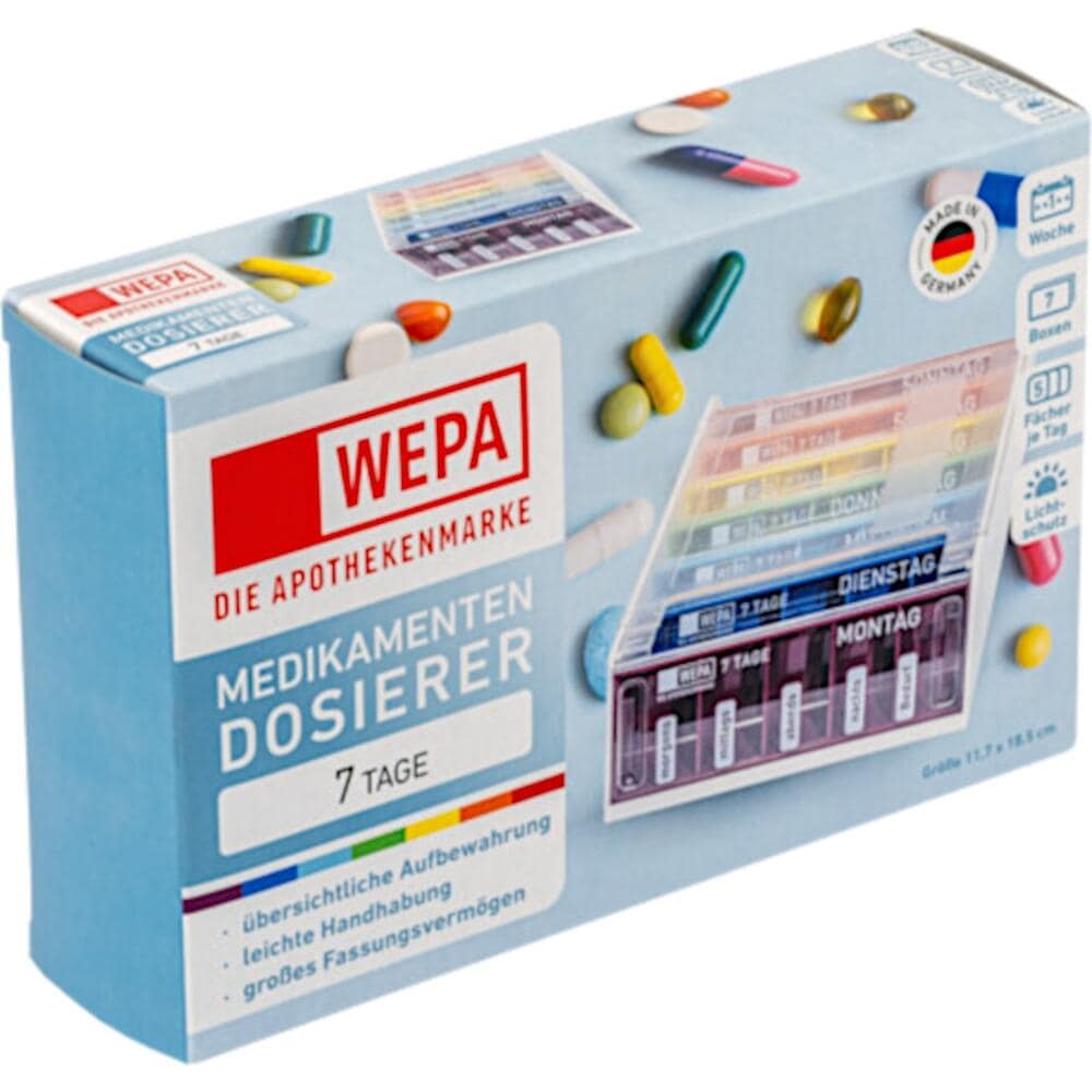 WEPA MEDIKAMENTENDOSIERER 7 Tage Wochenmagazin Regenbogen UV-Schutz+ 1 St