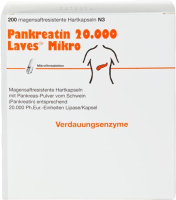 Pankreatin 20.000 Laves Mikro magensaftres.Kapseln 200 St Kapseln magensaftresistent