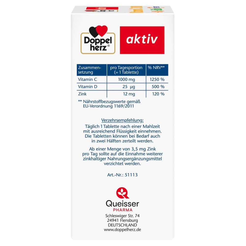 Doppelherz aktiv Vitamin C 1000 + D3 + Zink 60 St Tabletten
