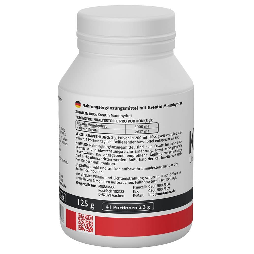 KREATIN MONOHYDRAT 100% Megamax Pulver 125 g Pulver