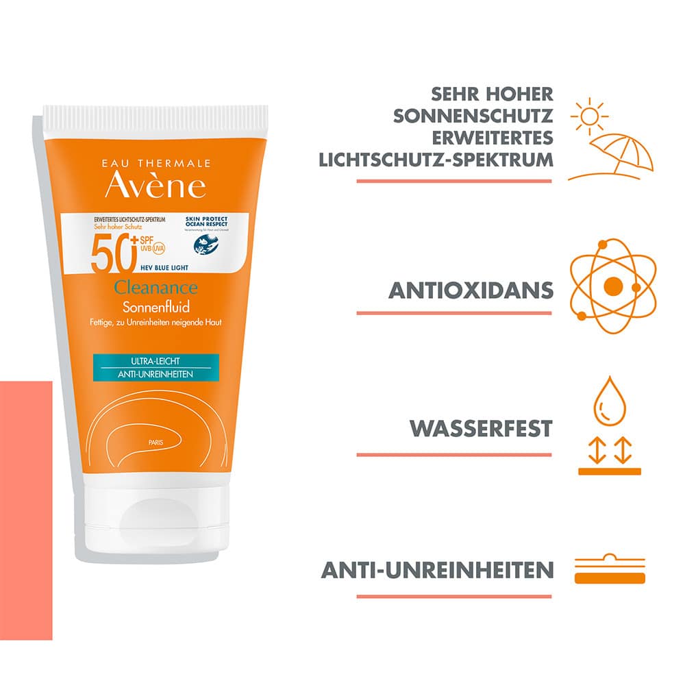 Avène Cleanance Sonnenfluid ULTRA-LEICHT SPF 50+ + 3 € sparen* 50 ml Emulsion