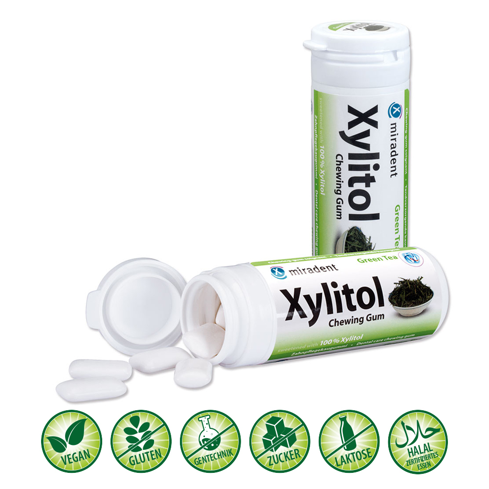 MIRADENT Zahnpflegekaugummi Xylitol grüner Tee 30 St Kaugummi