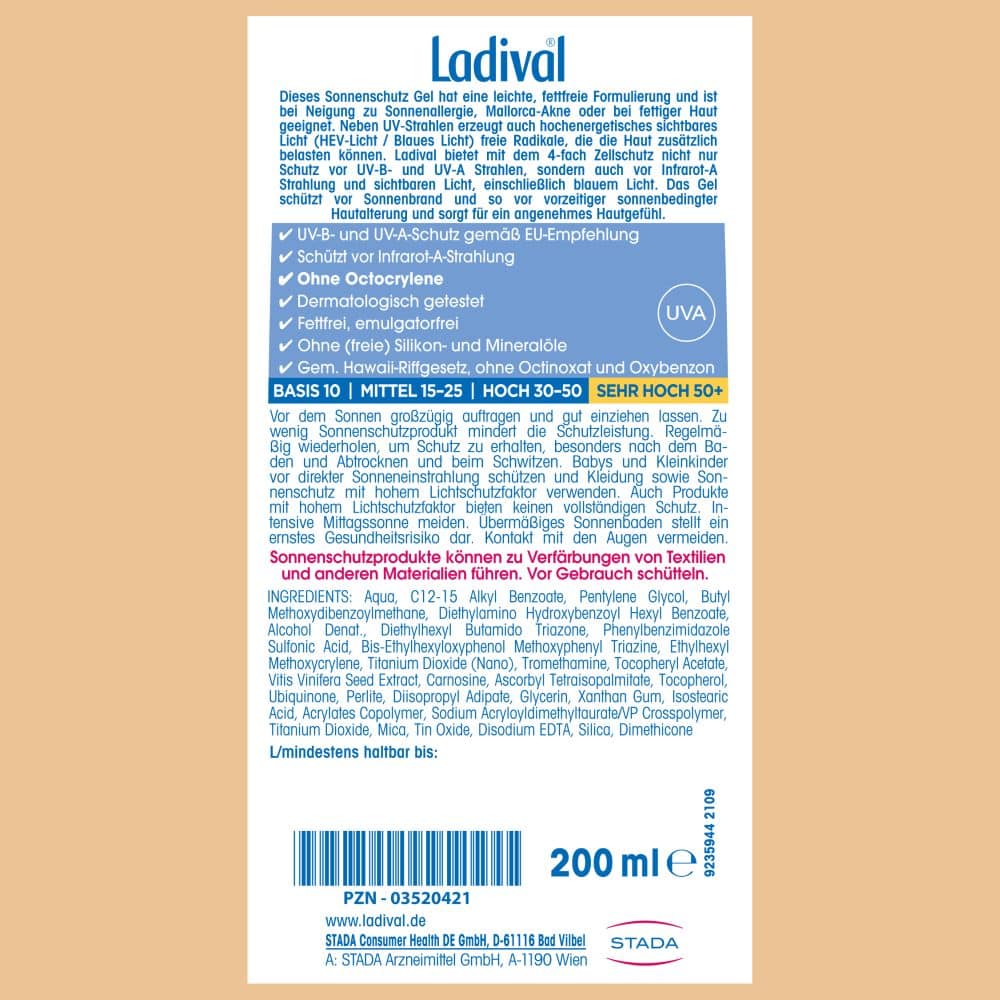 Ladival ALLERGISCHE HAUT LSF 50+ 200 ml Gel
