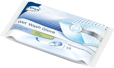 TENA WET Wash Glove parfümiert 15x23 cm blau 5 St