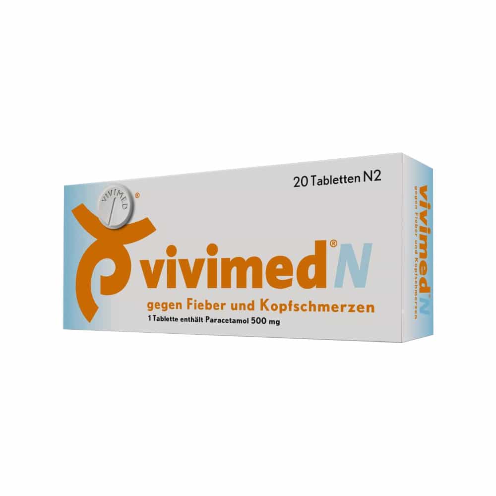 Vivimed N gegen Fieber und Kopfschmerzen, Schmerztabletten mit Paracetamol 20 St Tabletten