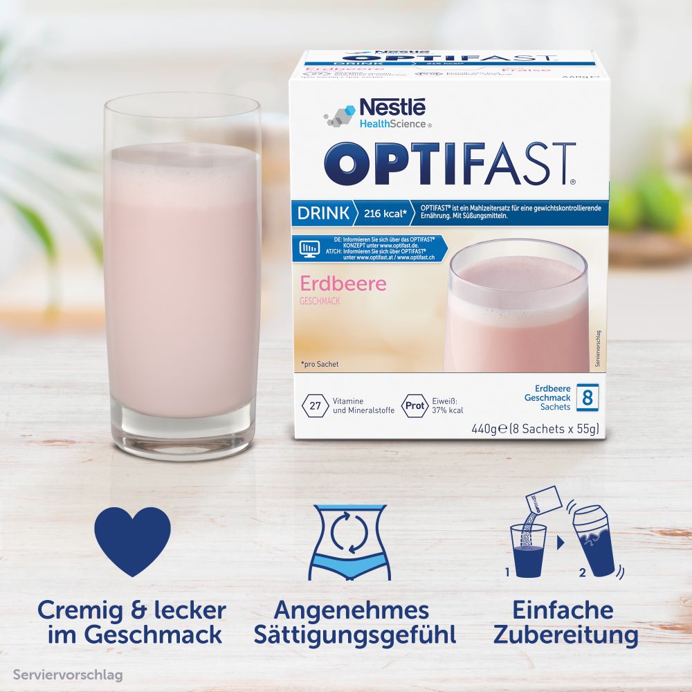 OPTIFAST DRINK Erdbeere 8X55 g Pulver