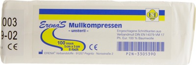 ERENA UNSTERIL Mullkompressen 5x5 cm 8fach 100 St Kompressen