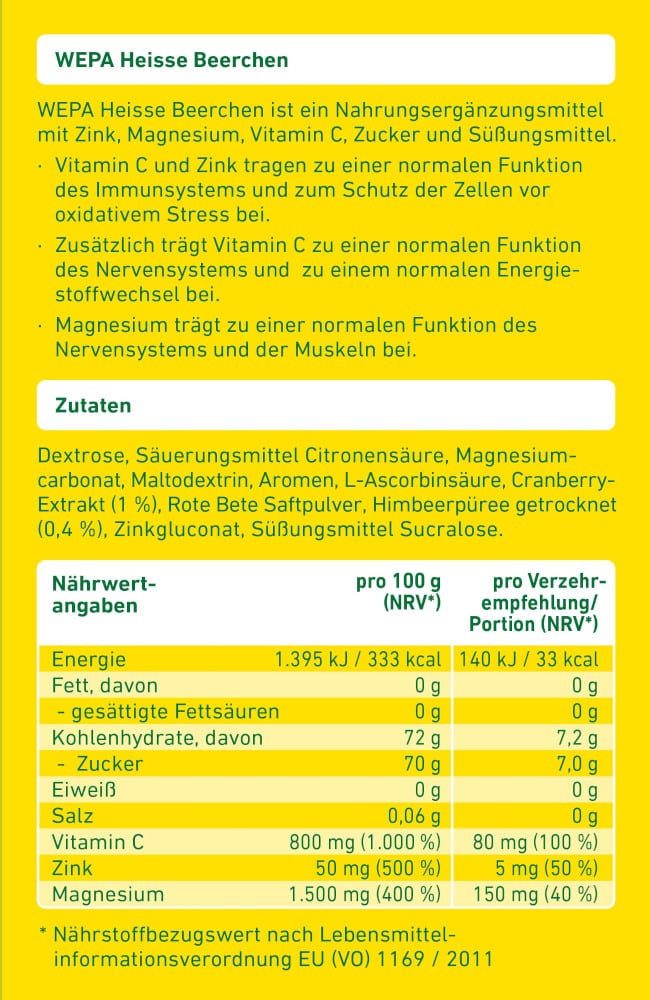 WEPA HEISSE BEERCHEN 10X10 g Pulver